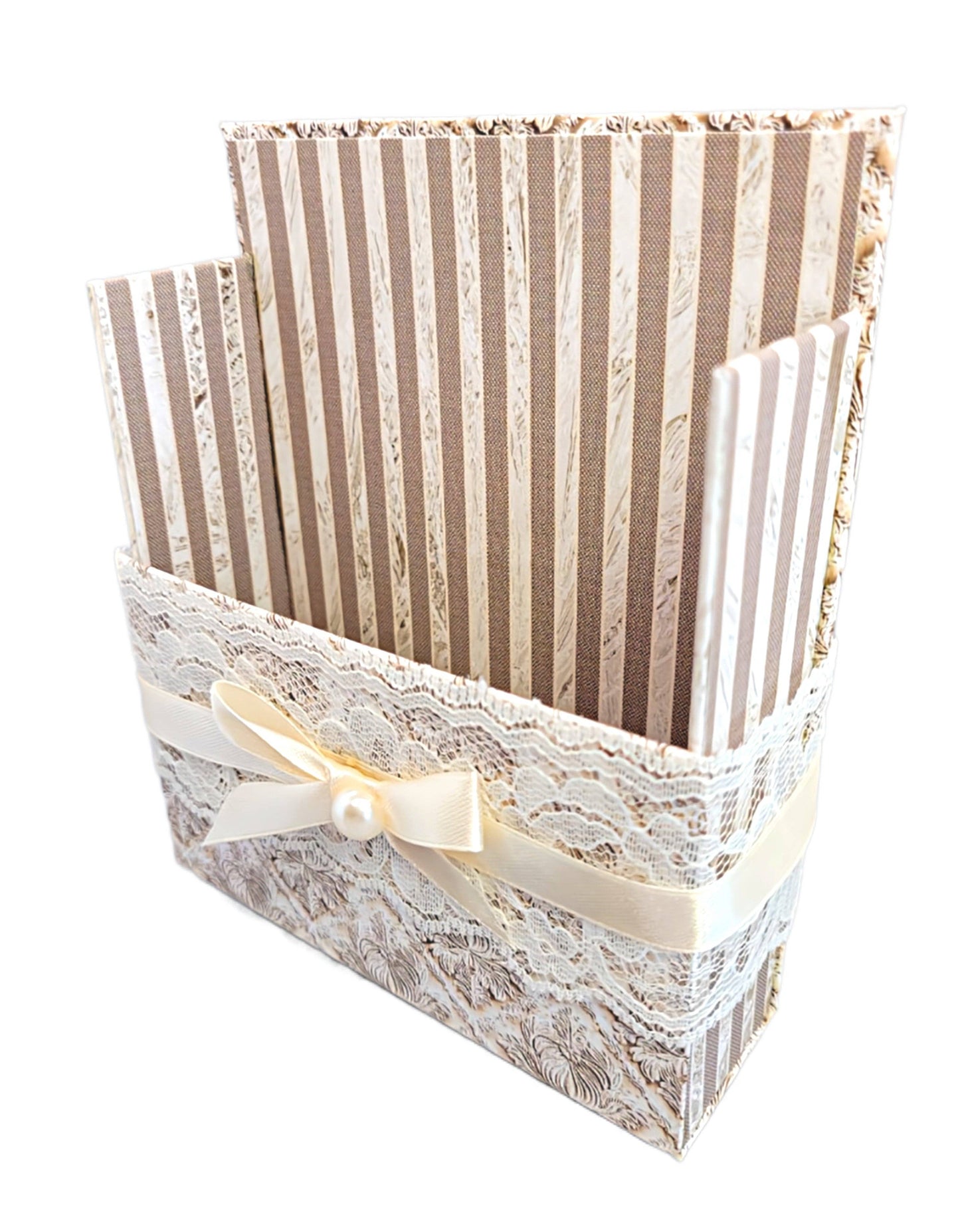 42-Pc Stationery Gift Box Set w/Desk Organizer, Ivory & Lace