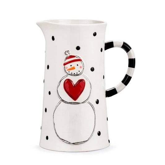 Snowman Polka Dot Pitcher