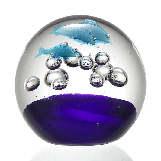 Art Glass Jumping Blue Dolphin
