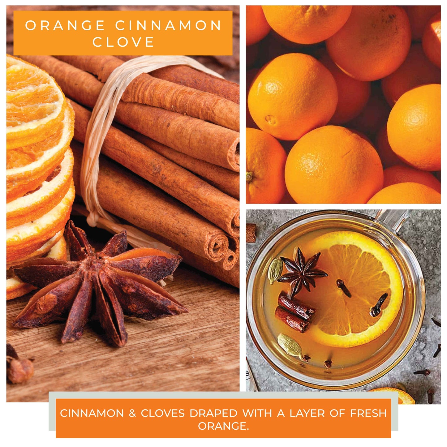 Orange Cinnamon Clove – Scented Wax Melts 8-Pack