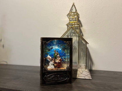 11.6” B/O Lighted Book Glitter Globe - Nativity Home Decor