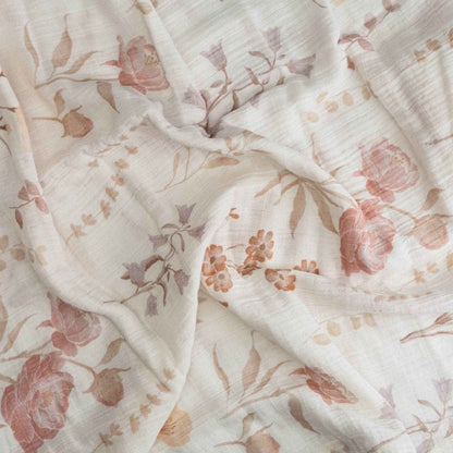 Crane Baby - Violet Floral 100% Cotton Muslin Swaddle Blankets (Set of 3)