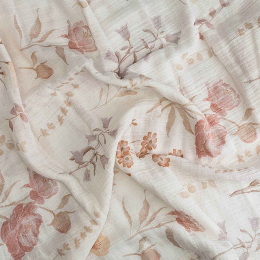 Crane Baby - Violet Floral 100% Cotton Muslin Swaddle Blankets (Set of 3)