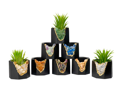 Clear Quartz Geode Planter, Crystal Planter Pot, Yoga Gift