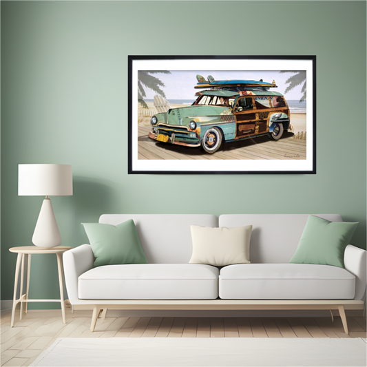 3D Collage Art | Surf's Up Woody (36"x24")