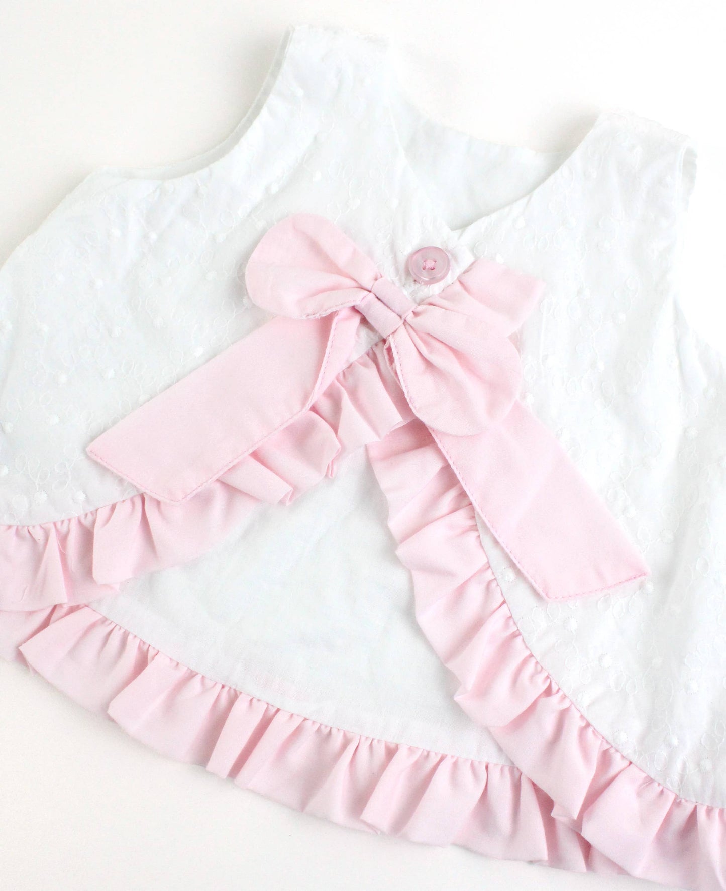 Baby Girl White & Pink Swiss Dot Swing Top & Bloomer Set