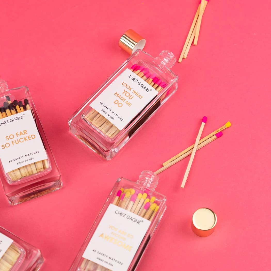 Chez Gagné - Look What You Made Me Do - Glass Bottle Safety Matches - Bright Pink