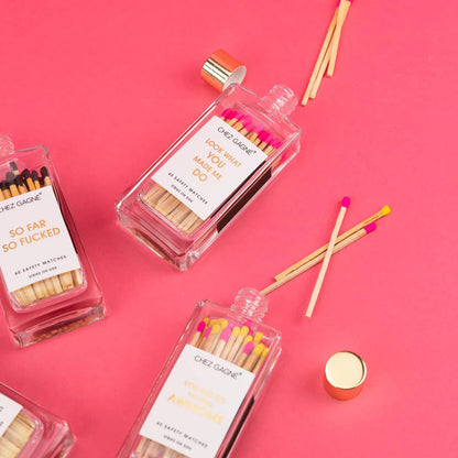 Chez Gagné - Look What You Made Me Do - Glass Bottle Safety Matches - Bright Pink