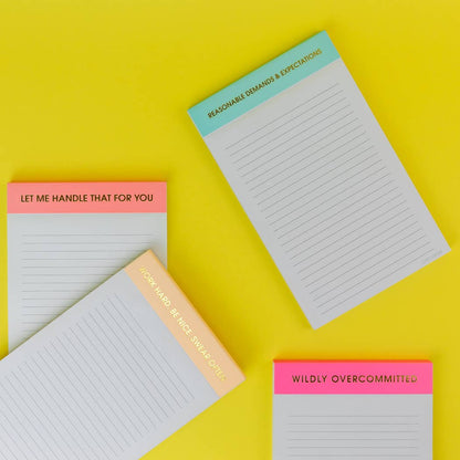 Chez Gagné - Wildly Overcommitted - Lined Notepad - Bright Pink - 65 perforated pages - 5x8