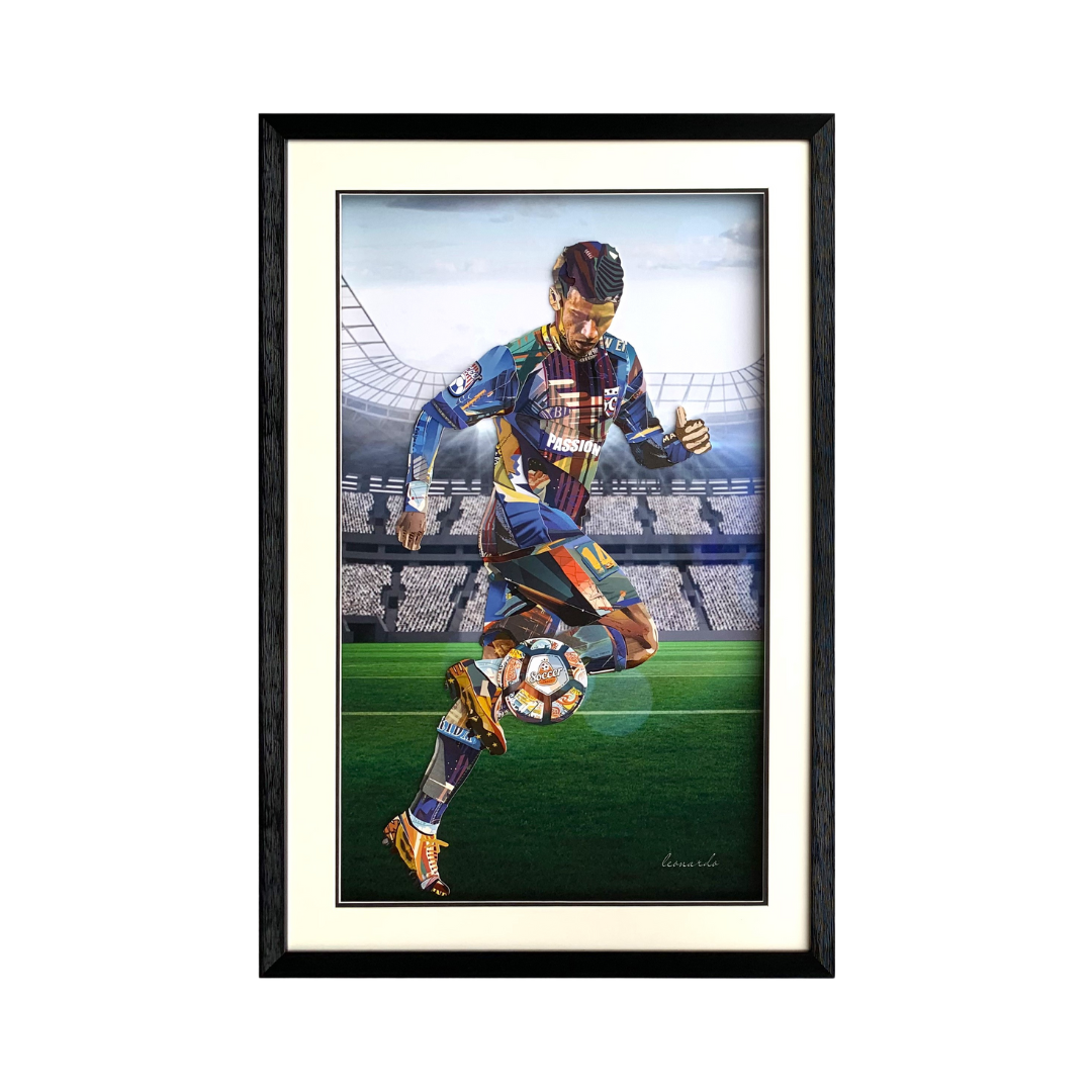 3D Collage Art | Soccer Player (36"x24")