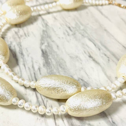 Anita K By Blushing Pink - 2 Strand Freshwater Pearl & Brushed Resin Oval