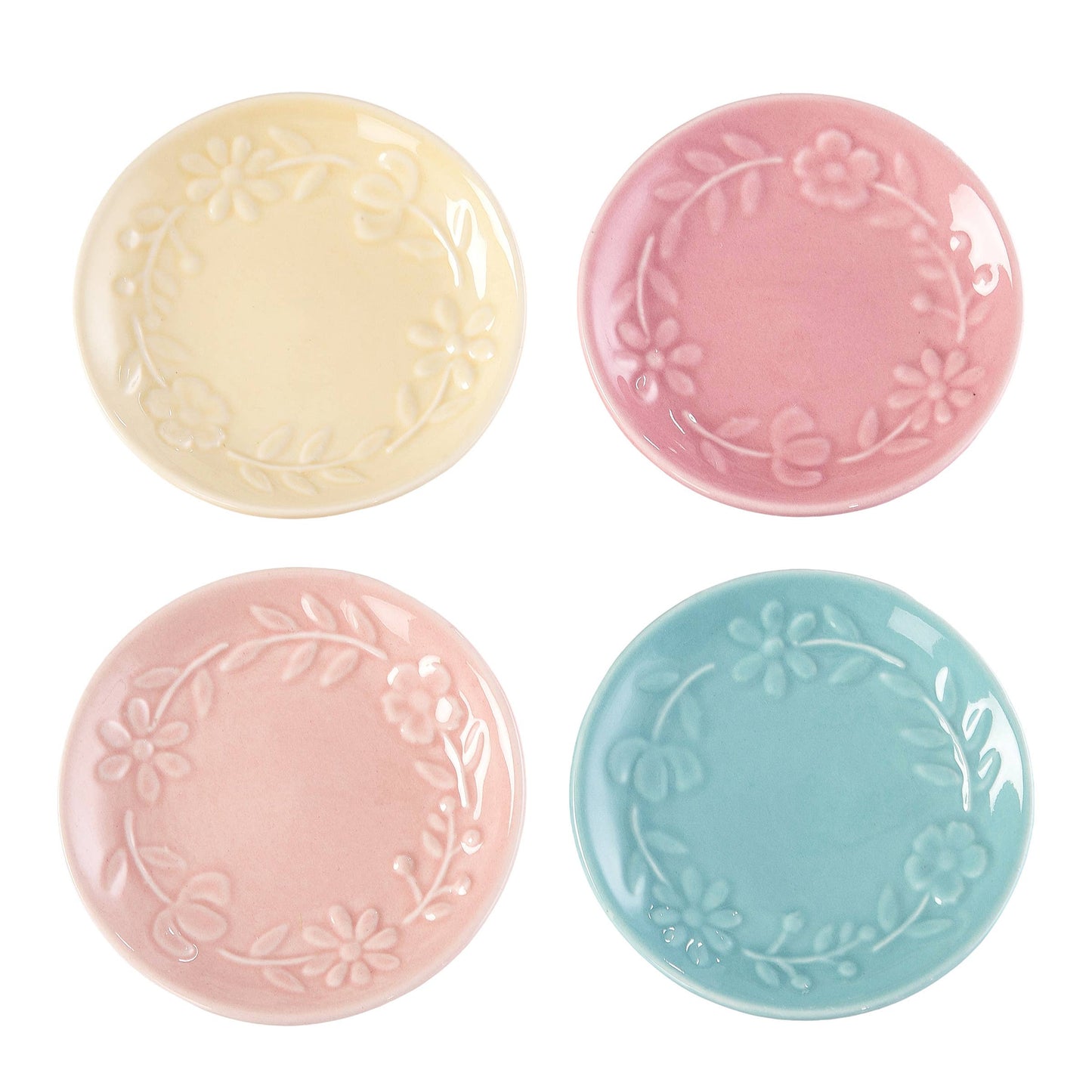 Easter Spring Floral Embossed Plate Set 4