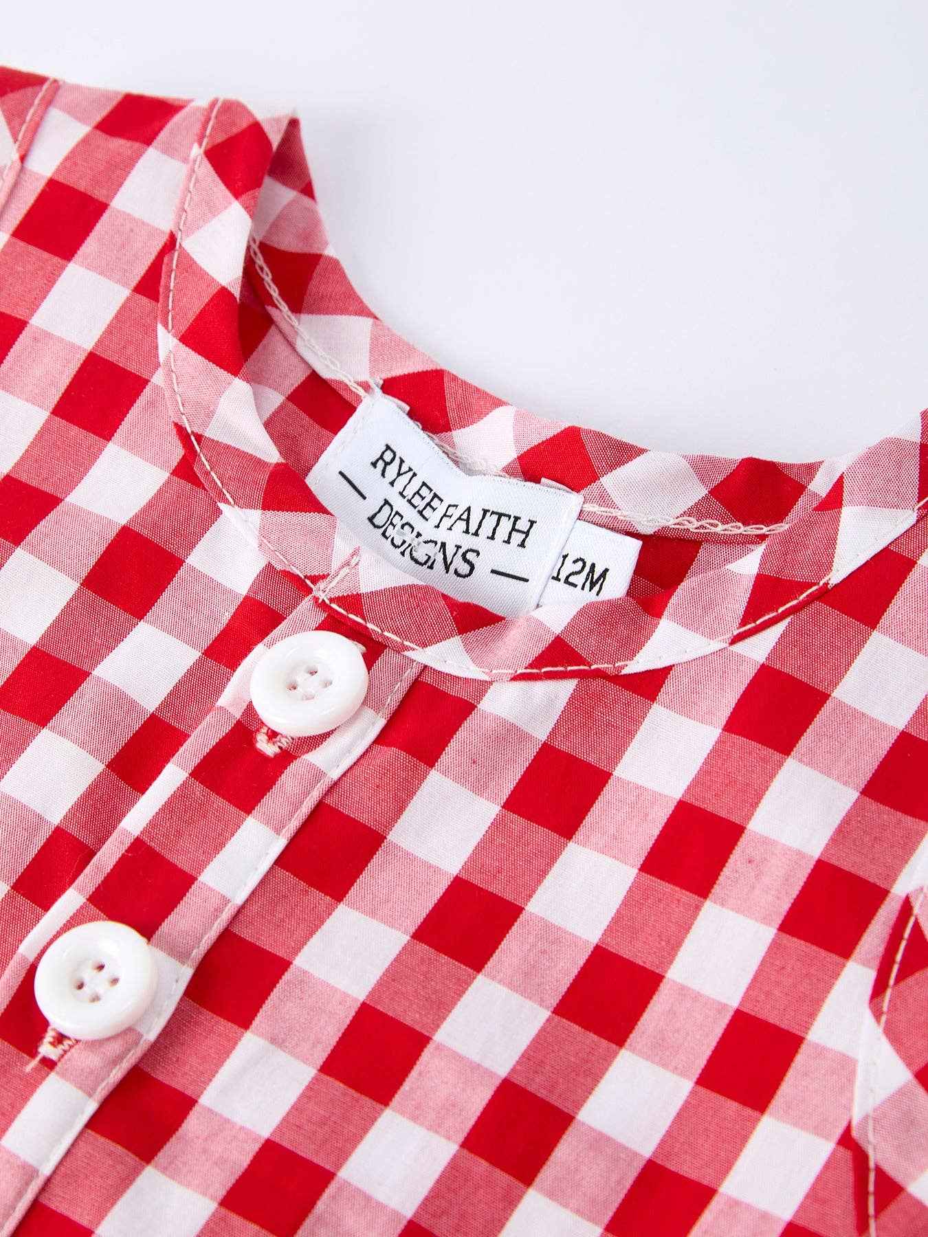 Summer Plaid Smocked Ruffle Boys Romper Sibling Outfits: 18M