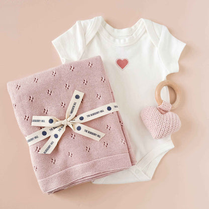 Heirloom Pique Blanket Blush Organic Cotton Baby Gift: Blush