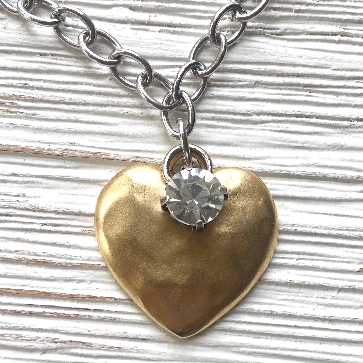 Hammered heart mixed metal artisan handmade