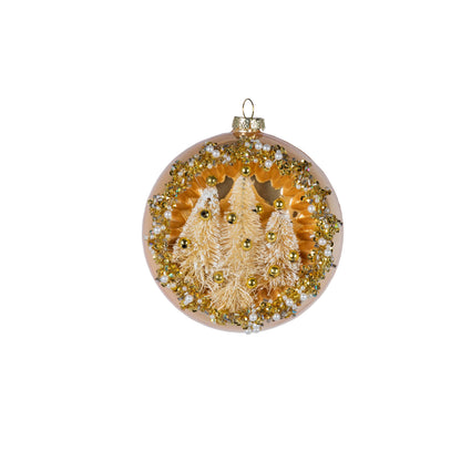 4.5" Glass Ornament with Mini Trees, 2 Asst