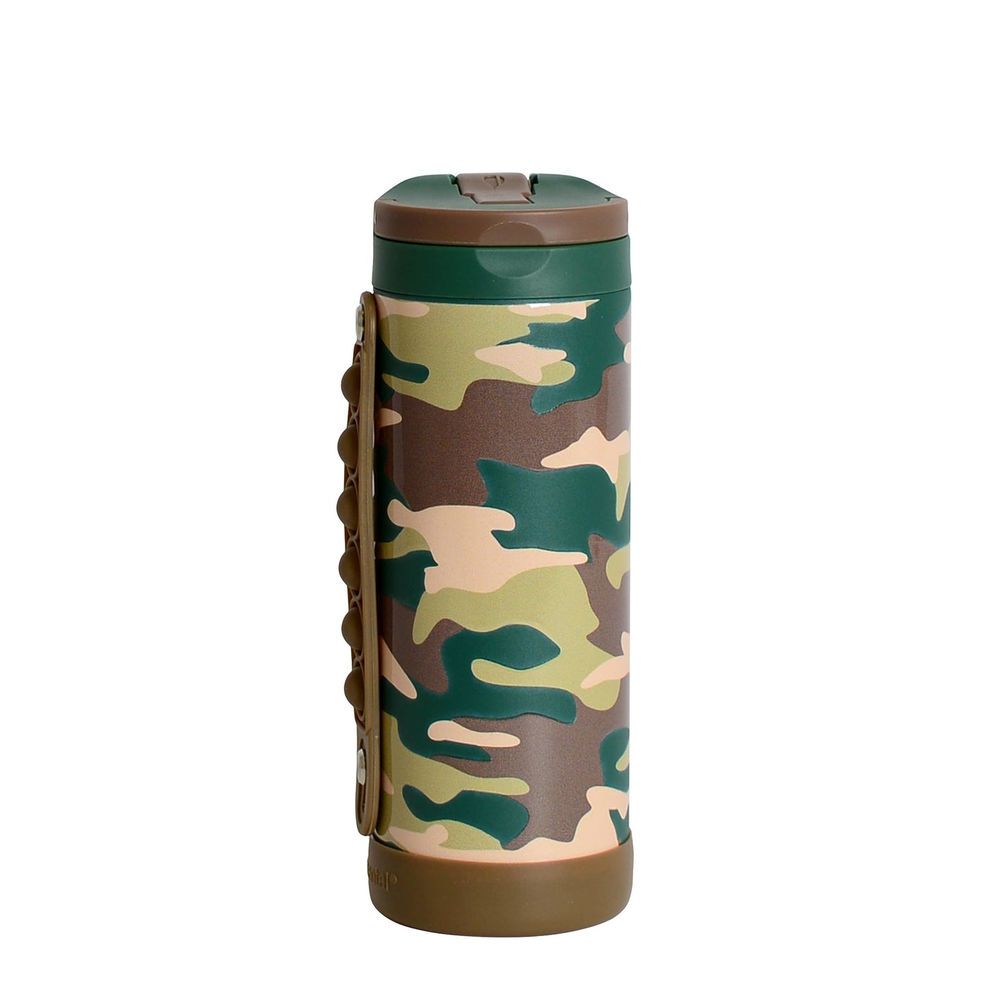 Fidget Strap Kids Stainless Bottle 14oz Green Camo