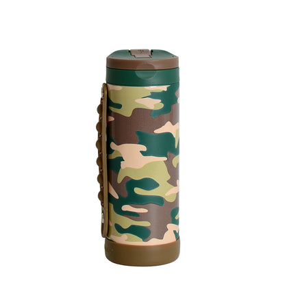 Fidget Strap Kids Stainless Bottle 14oz Green Camo