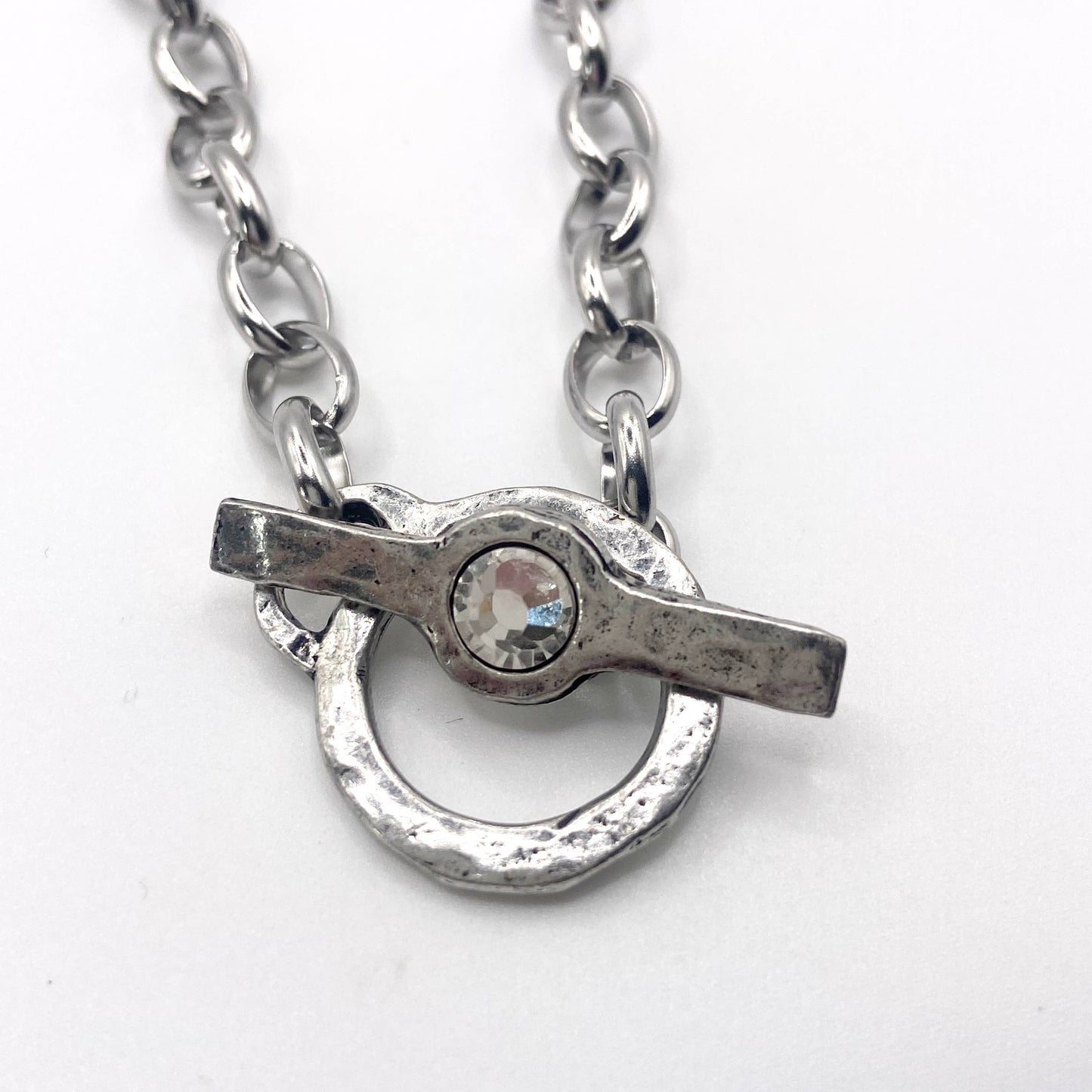 Toggle charm chain necklace mixed metal jewelry 