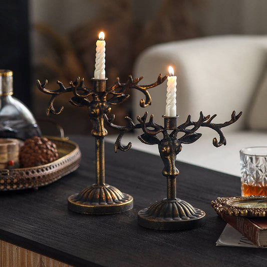 Vagabond Vintage - Antique-Style Deer Antler Candle Holder