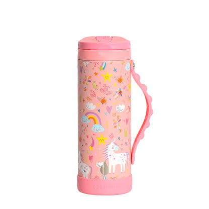 Fidget Strap Kids Stainless Bottle 14oz Pink Unicorn