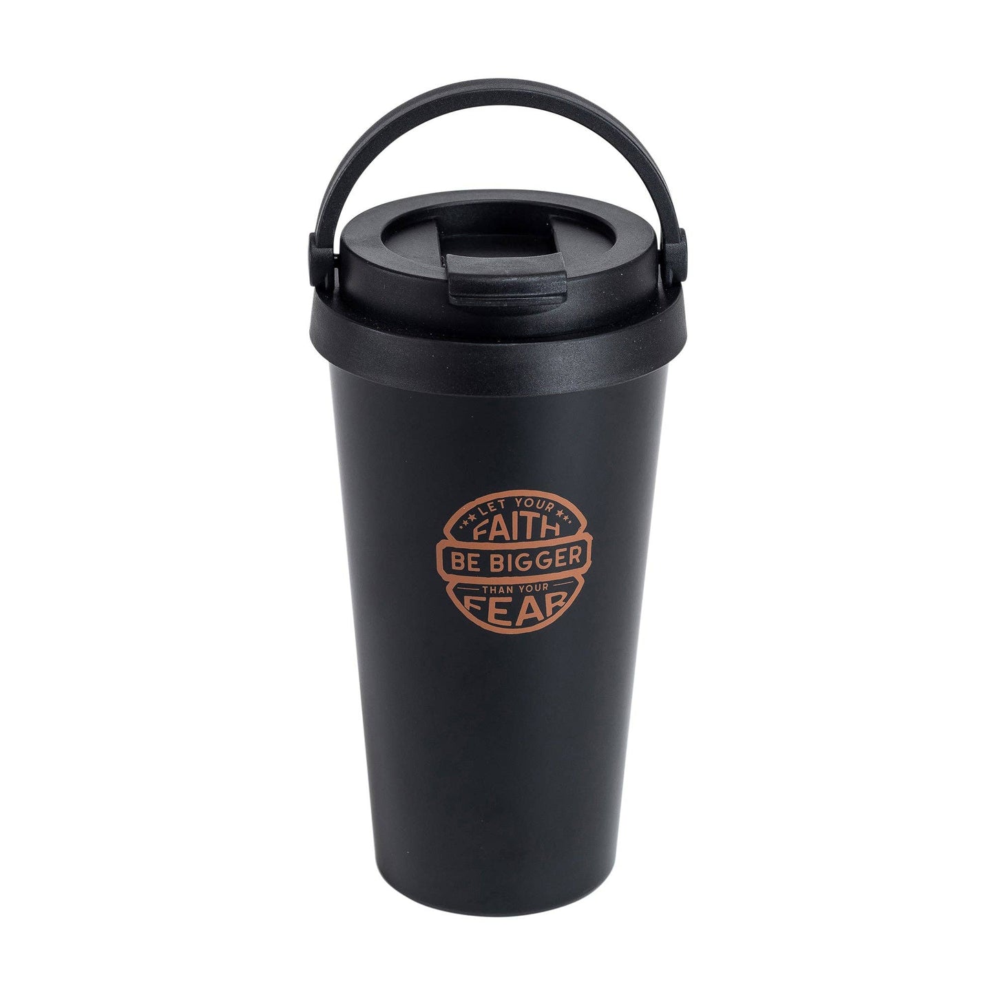 Divinity Boutique - Travel Mug - Faith Bigger Than Fear - Copper Ink/Black Mug