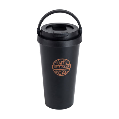 Divinity Boutique - Travel Mug - Faith Bigger Than Fear - Copper Ink/Black Mug
