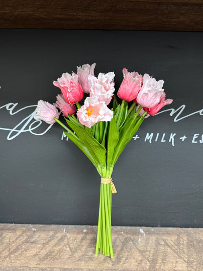 14"-Pack of 12 stems-Soft Real Touch PU Parrot Mini Tulip