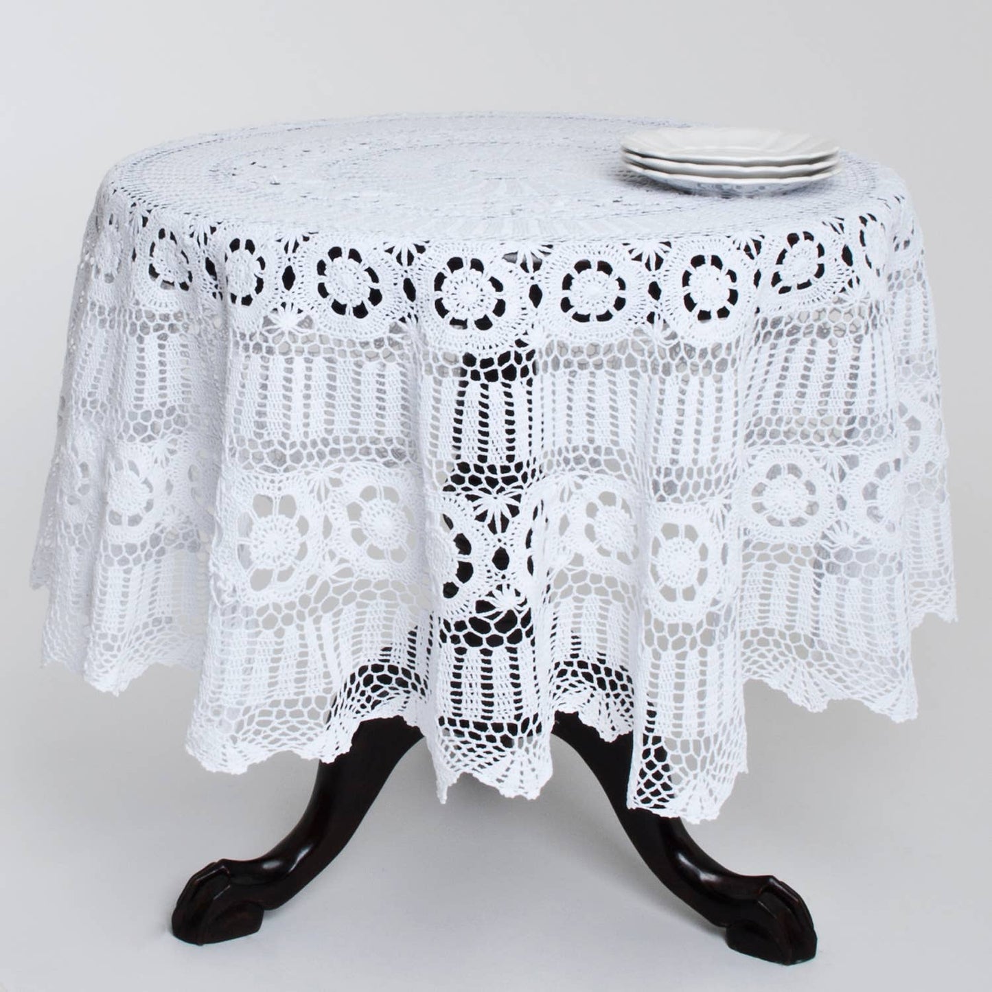 White Handmade Cotton Crochet Lace Tablecloth