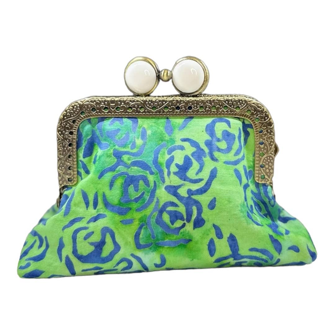 Kiki & Syds Mini Clutch Coin Purse - Blue Rose