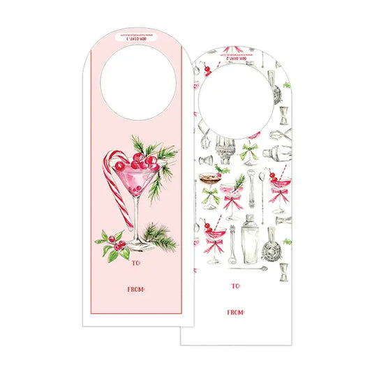 Handpainted Merry Martini Die-Cut Wine Tag