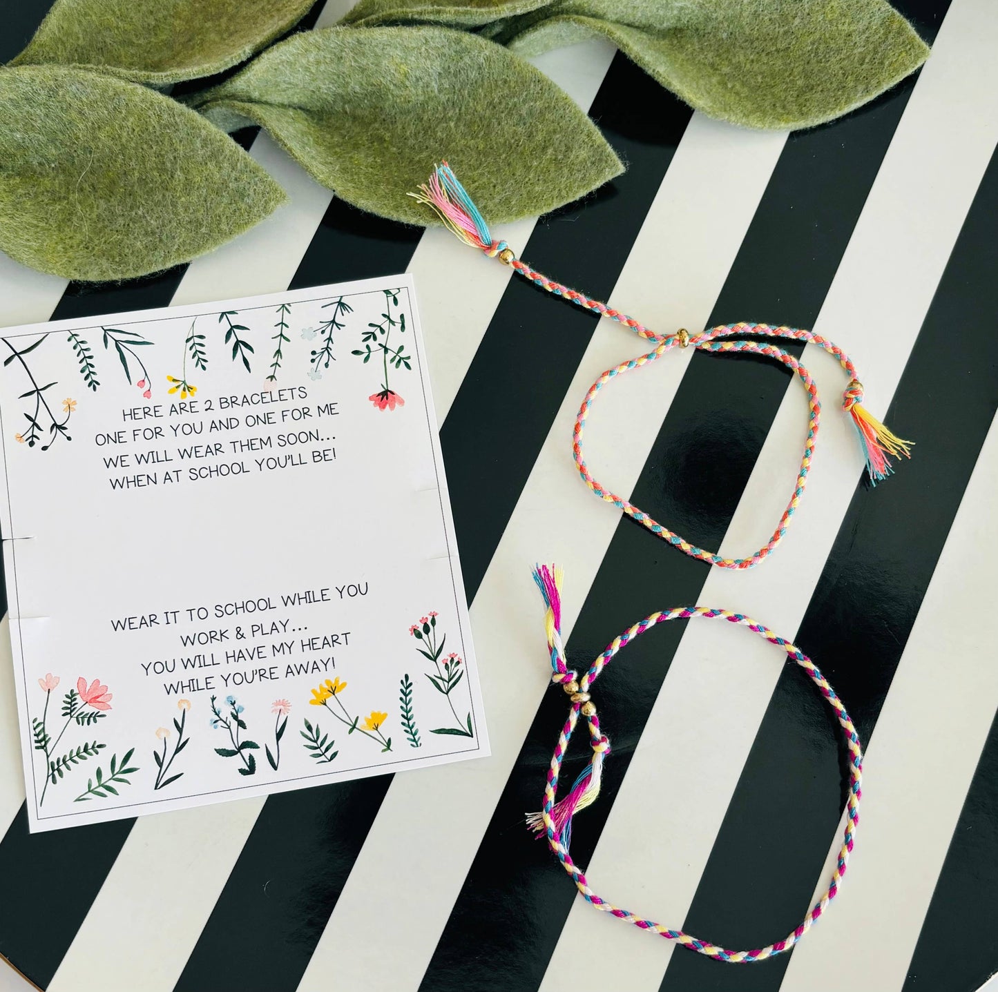 First Day of School Comfort Bracelet Gift; Mom/Child