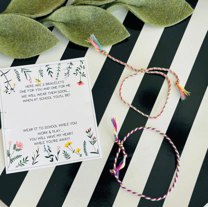 First Day of School Comfort Bracelet Gift; Mom/Child