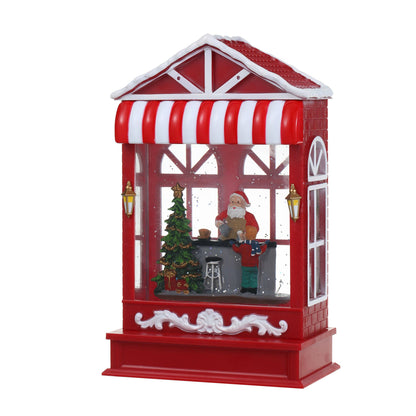 Christmas Musical Coffee Shop Snow Globe with Santa Claus Scene for Christmas Decoration