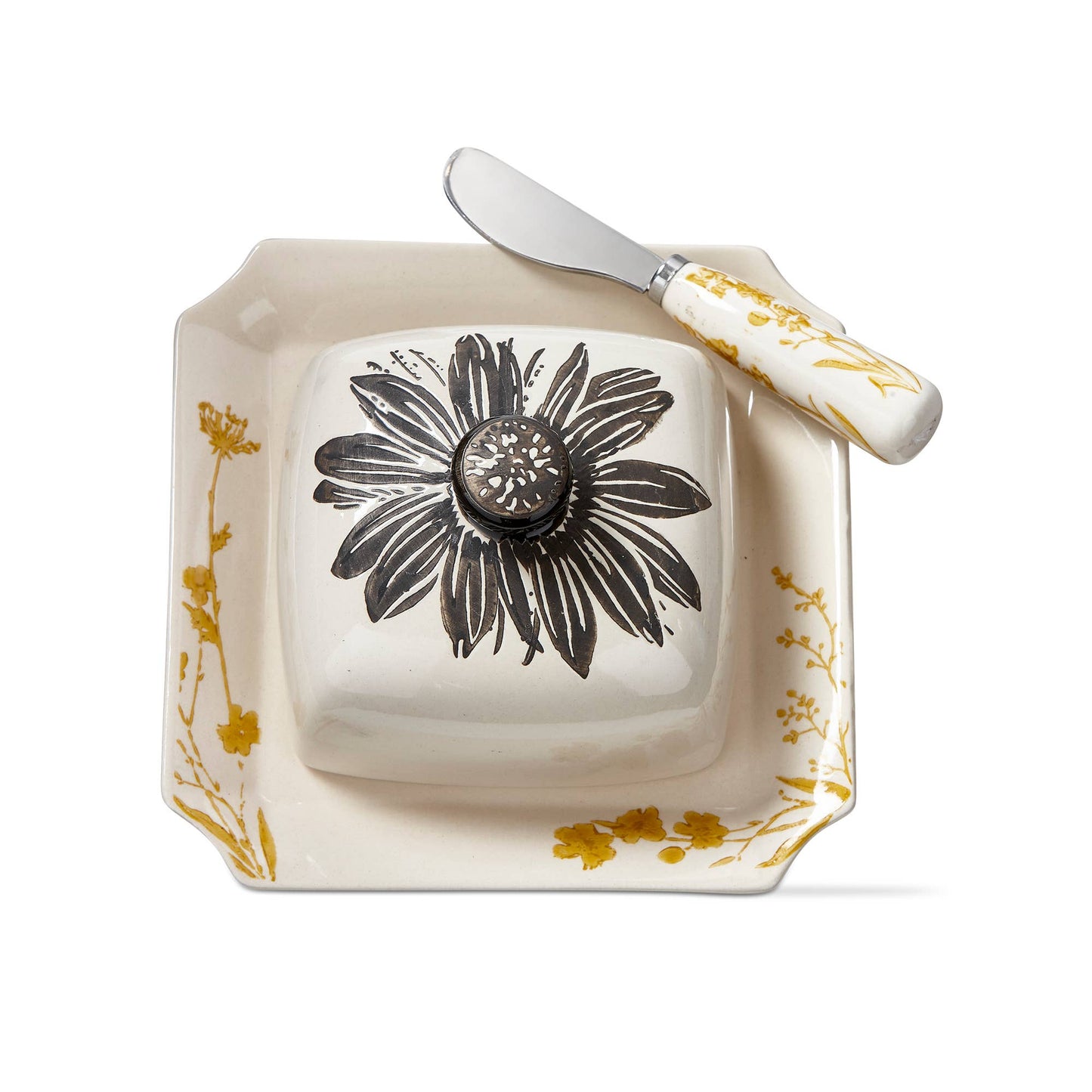 Let It Be Dish+Lid+Spreader Set Multi Stoneware