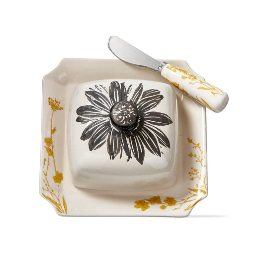Let It Be Dish+Lid+Spreader Set Multi Stoneware