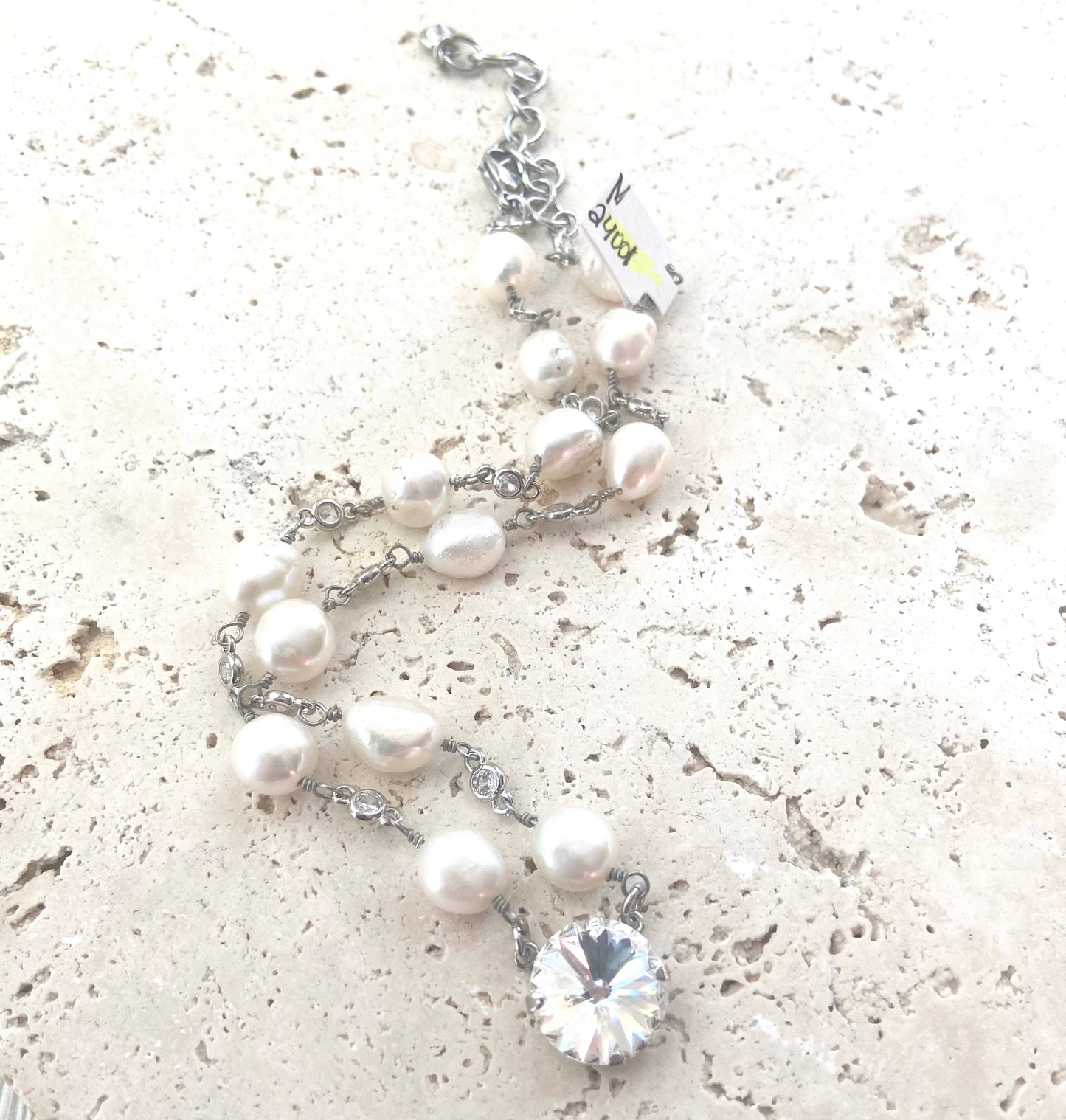 Pearl single necklace Swarovski crystal