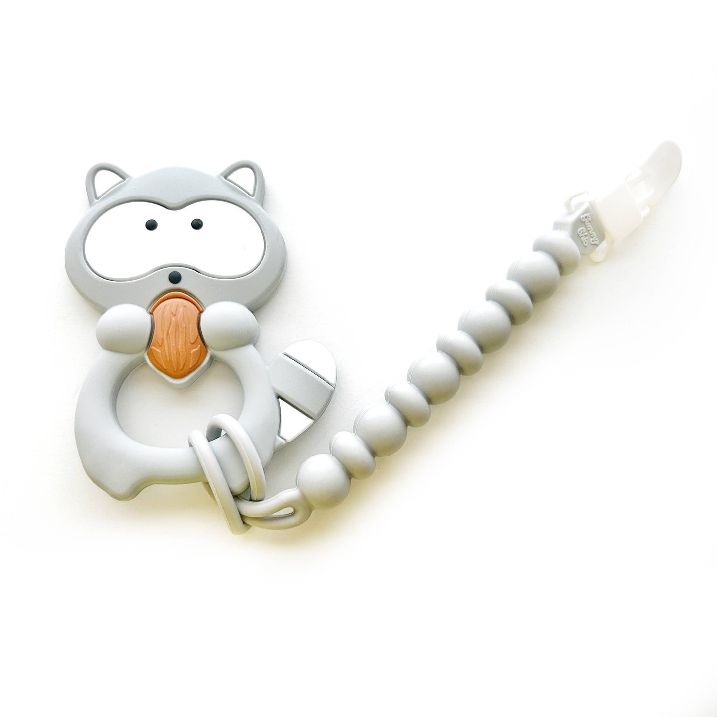 Raccoon Woodland Creature Silicone Teething Toy with Clip