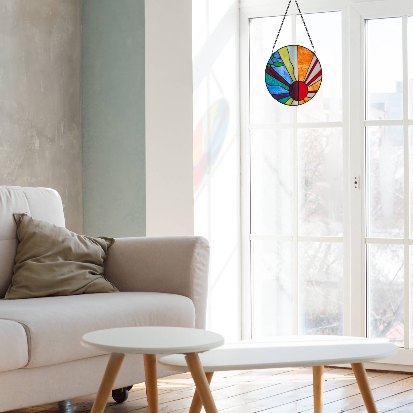 12.75" Isaiah Earth Wind Fire Stained Glass Panel
