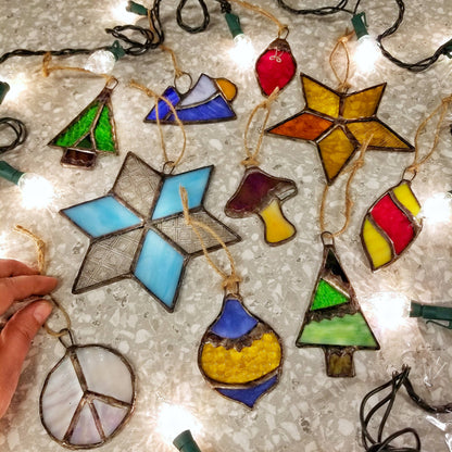 Stained Glass Mountains with Sun Ornament