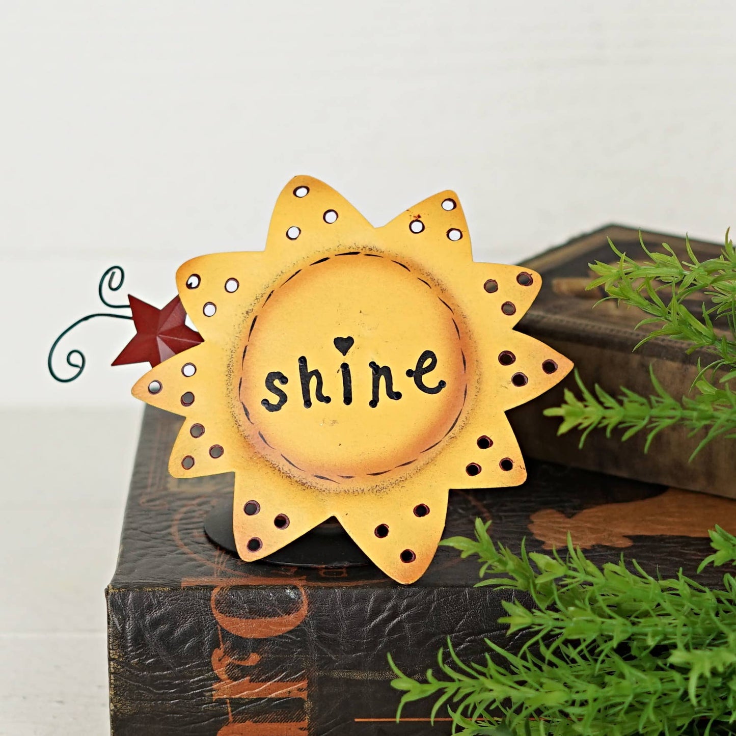 Metal Votive Holder-Yellow Daisy with Shine