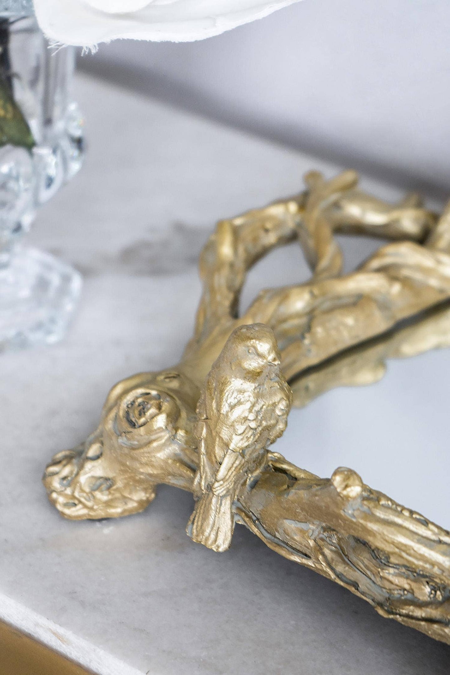 Gold Bird Mirrored Tray