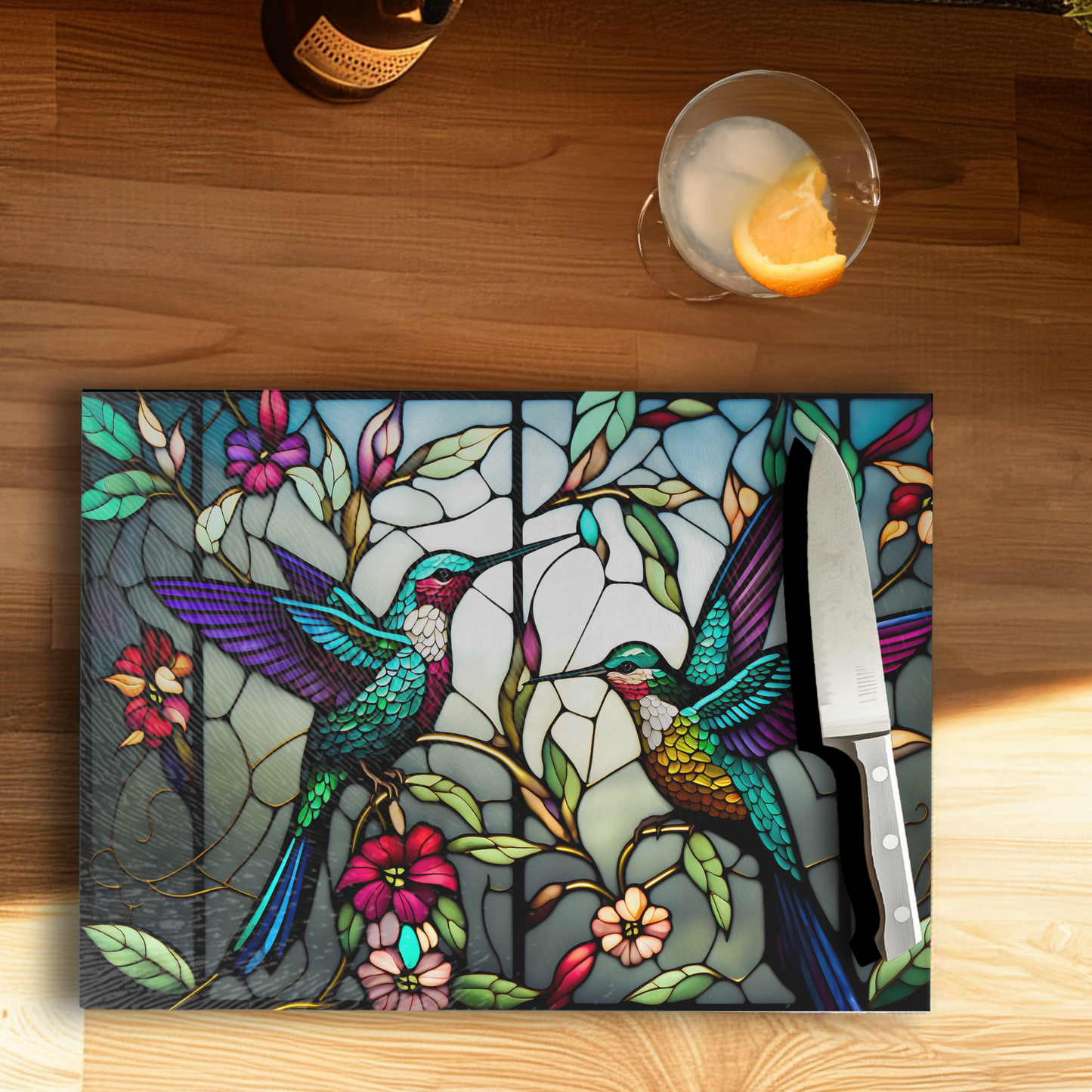 Hummingbird Tempered Glass Charcuterie & Serving Board