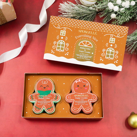 Spongellé | Navidad 2025 | Regalos para calcetines navideños | Regalos - Set de regalo navideño de pan de jengibre Everything Nice. Regalo de Navidad 2025.