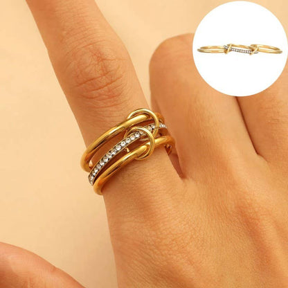 JOSSLYN de pared a pared - Anillos apilables de acero inoxidable con banda lisa y unidos | 40R134