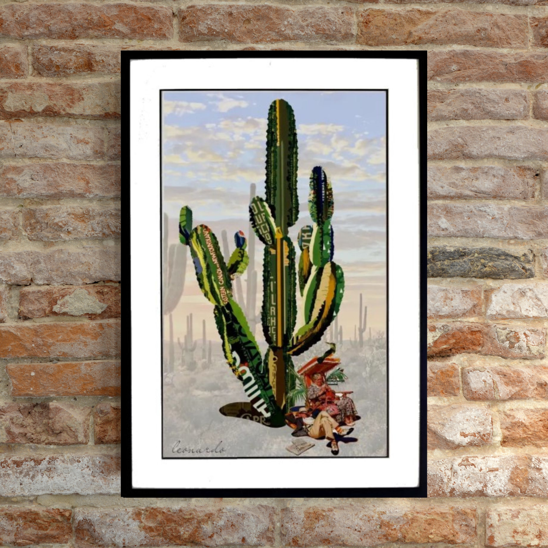 3D Collage Art | Saguaro Cactus - Retired Couple (32"x24")