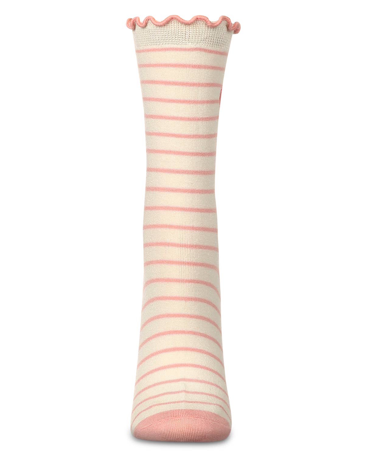 Women's Embroidered Heart Striped Crew Socks