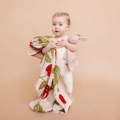 Blanket Strawberry Bunny Organic Baby Decor Spring Summer