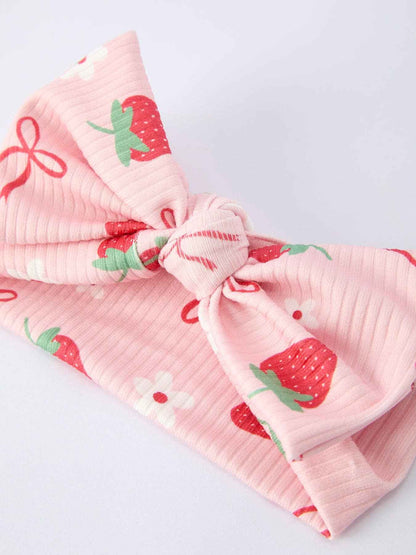 Strawberry Bow Baby Girls Short Sleeves Bloomer Set: 3M