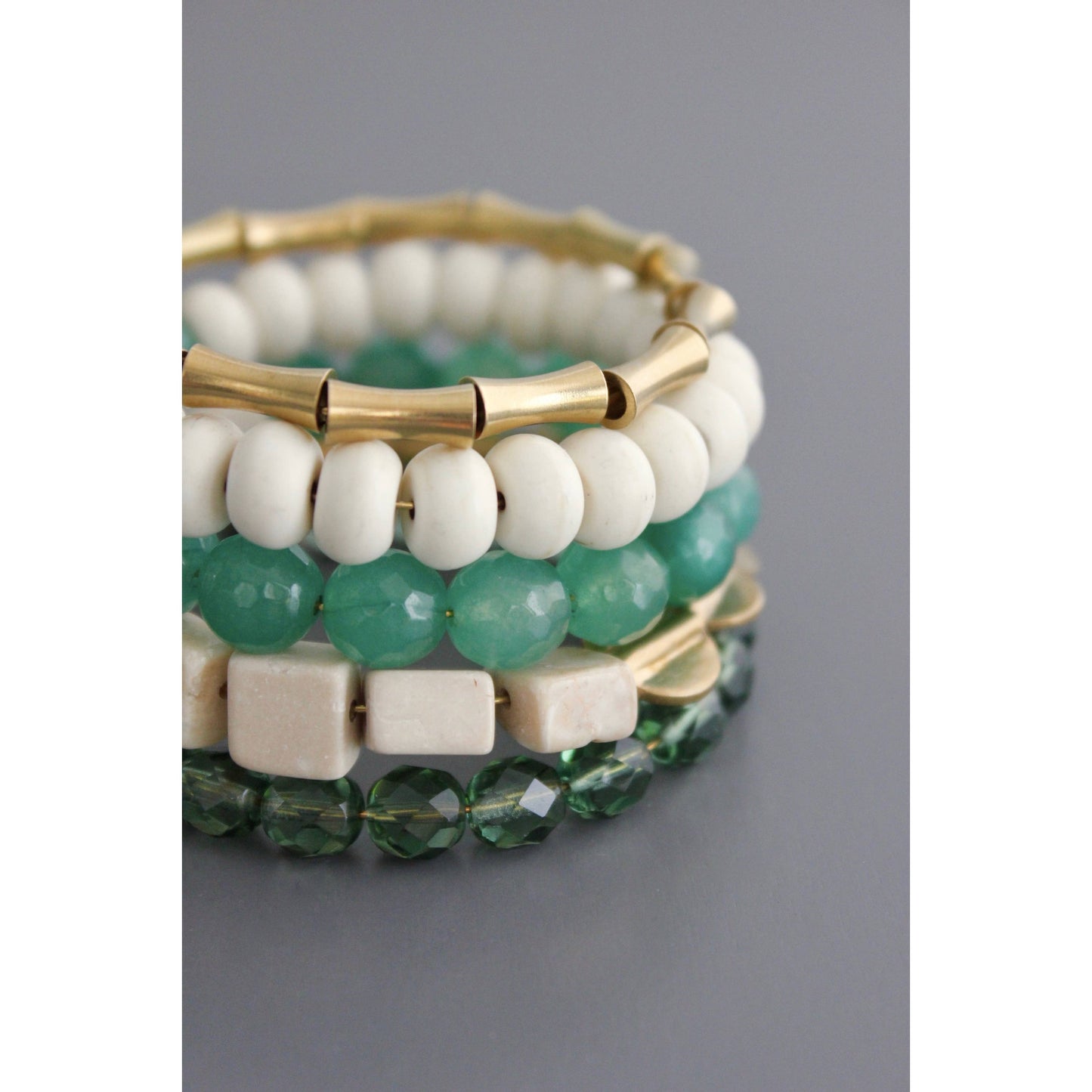 Green and white wrap bracelet